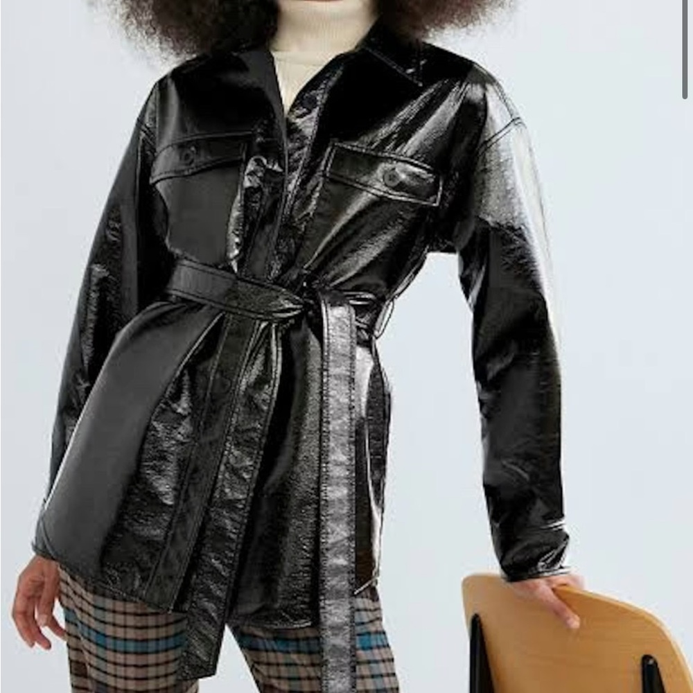 Babaton crinkled leather jacket size medium aritzia